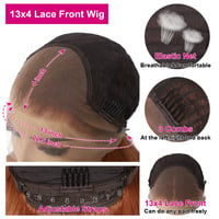 Sapphirewigs Auburn Hullámos Paróka 13x4 Csipke Előrésszel - Hőálló Szintetikus Női Paróka 66 cm, Hétköznapi és Alkalmi Viseletre, Csomóment 5