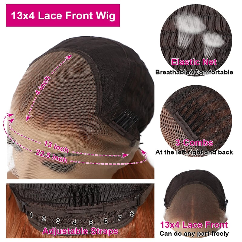 Sapphirewigs Auburn Hullámos Paróka 13x4 Csipke Előrésszel - Hőálló Szintetikus Női Paróka 66 cm, Hétköznapi és Alkalmi Viseletre, Csomóment