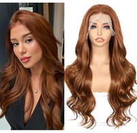 Sapphirewigs Auburn Hullámos Paróka 13x4 Csipke Előrésszel - Hőálló Szintetikus Női Paróka 66 cm, Hétköznapi és Alkalmi Viseletre, Csomóment 1