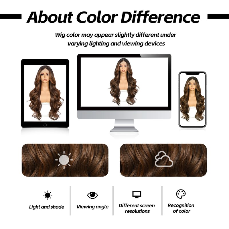 Sapphirewigs Barna Balayage Paróka - 13x4 Csipke Első Hullámos Szintetikus Paróka, Hőálló, Ragasztómentes, Állítható Méret, Természetes Hatá