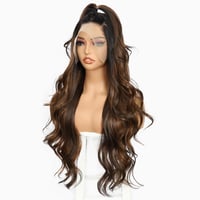 Sapphirewigs Barna Balayage Paróka - 13x4 Csipke Első Hullámos Szintetikus Paróka, Hőálló, Ragasztómentes, Állítható Méret, Természetes Hatá 4