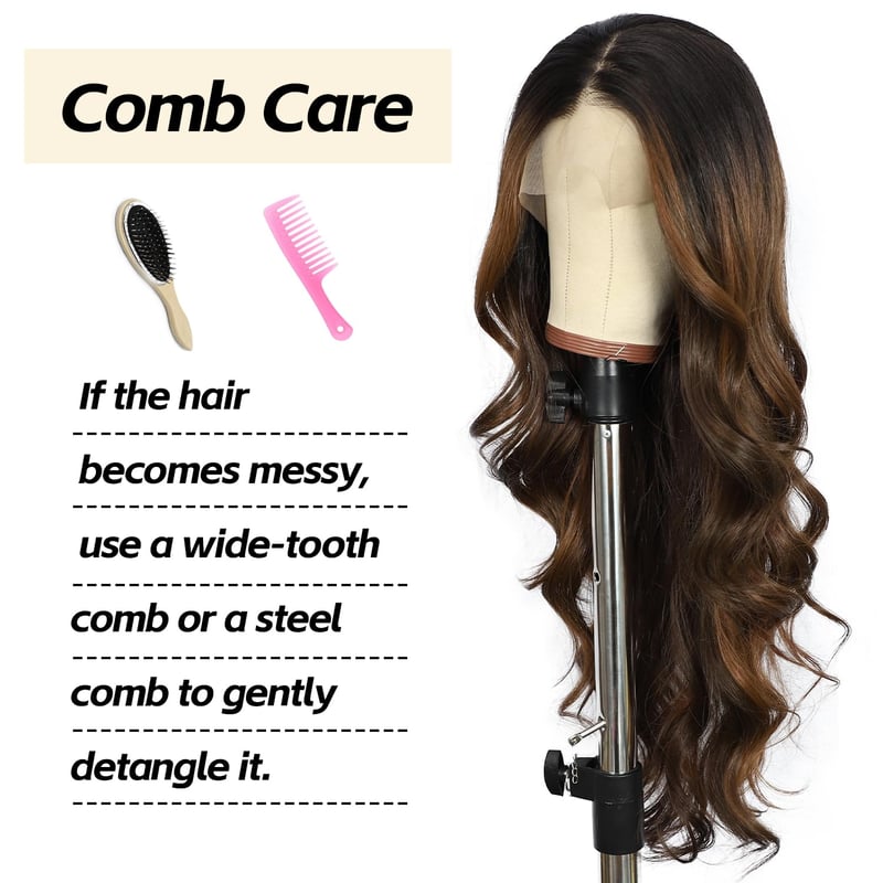Sapphirewigs Barna Balayage Paróka - 13x4 Csipke Első Hullámos Szintetikus Paróka, Hőálló, Ragasztómentes, Állítható Méret, Természetes Hatá