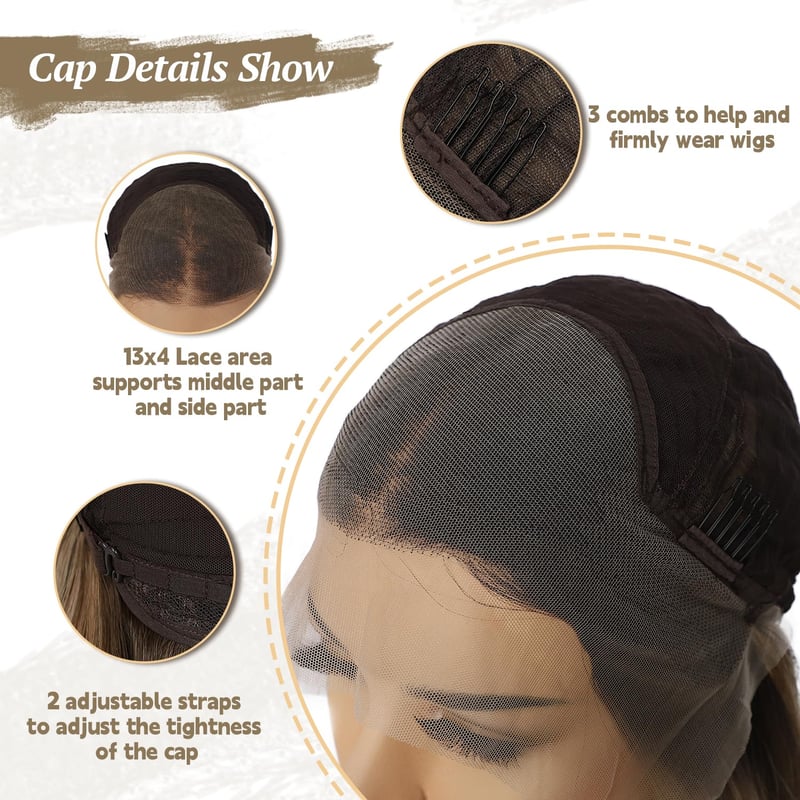 Sapphirewigs barna csipke eleje szintetikus paróka 55cm hullám előplukált - dark brown