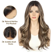 Sapphirewigs barna csipke eleje szintetikus paróka 55cm hullám előplukált - dark brown 2