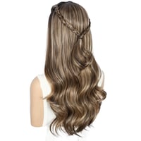Sapphirewigs barna csipke eleje szintetikus paróka 55cm hullám előplukált - dark brown 6