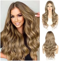 Sapphirewigs Barna Csipke Első Paróka - Hullámos Szintetikus Haj, 13x4 Átlátszó Csipke, Hőálló, Természetes Balayage, 66 cm, Állítható Méret 1