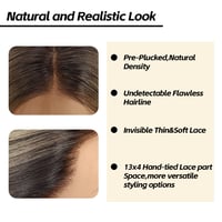 Sapphirewigs Barna Melírozott Csipke Első Paróka - Hullámos Szintetikus Haj, 66 cm, 150% Sűrűség, Természetes Megjelenés, Átlátszó Csipke 7