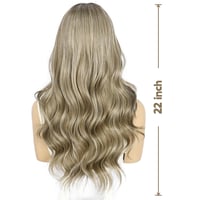 Sapphirewigs Barna Melírozott Paróka - 13x4 Csipke Előrész, Hullámos, 22 Hüvelyk, 150% Sűrűség, Előre Tépett, Szintetikus Haj 3