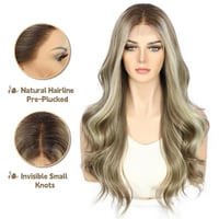 Sapphirewigs Barna Melírozott Paróka - 13x4 Csipke Előrész, Hullámos, 22 Hüvelyk, 150% Sűrűség, Előre Tépett, Szintetikus Haj 2