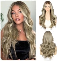 Sapphirewigs Barna Melírozott Paróka - 13x4 Csipke Előrész, Hullámos, 22 Hüvelyk, 150% Sűrűség, Előre Tépett, Szintetikus Haj 1