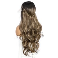 Sapphirewigs Barna Ombre Paróka - 66 cm Hullámos Szintetikus Lace Front Paróka 13x4 cm Csipkével, Hőálló, Ragasztómentes, Természetes Hatású 4