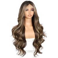 Sapphirewigs Barna Parókák Nőknek - 13x4 Csipke Elülső Hullámos Paróka, Hőálló Szintetikus, Ombre Balayage, Állítható Méret, Természetes Meg 3