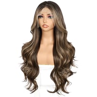 Sapphirewigs Barna Parókák Nőknek - 13x4 Csipke Elülső Hullámos Paróka, Hőálló Szintetikus, Ombre Balayage, Állítható Méret, Természetes Meg 4