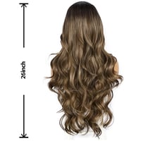 Sapphirewigs Barna Parókák Nőknek - 13x4 Csipke Elülső Hullámos Paróka, Hőálló Szintetikus, Ombre Balayage, Állítható Méret, Természetes Meg 2