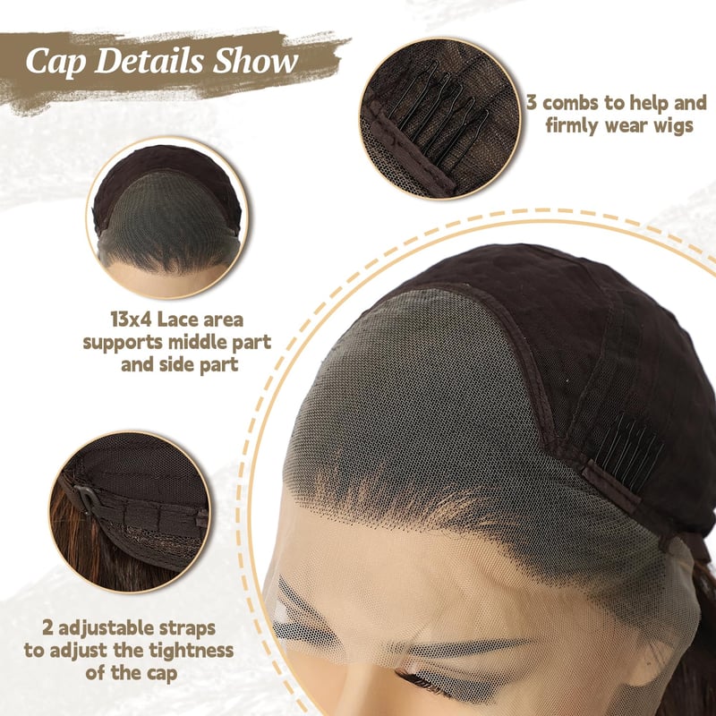 Sapphirewigs Csokoládébarna Hullámos Paróka - 13x4 Csipke Elülső Szintetikus Haj, 56 cm, Hőálló, 150% Sűrűség, Előtépett, Napi és Alkalmi Vi