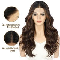 Sapphirewigs Csokoládébarna Hullámos Paróka - 13x4 Csipke Elülső Szintetikus Haj, 56 cm, Hőálló, 150% Sűrűség, Előtépett, Napi és Alkalmi Vi 2
