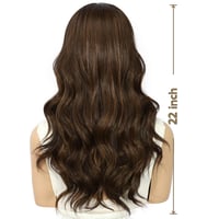 Sapphirewigs Csokoládébarna Hullámos Paróka - 13x4 Csipke Elülső Szintetikus Haj, 56 cm, Hőálló, 150% Sűrűség, Előtépett, Napi és Alkalmi Vi 3