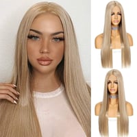 Sapphirewigs ravna sintetička perika s čipkastim prednjim dijelom, 26 inča - pepeljasto plava 2