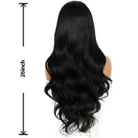 Sapphirewigs fekete csipke előhúzású szintetikus paróka hullám 33x10cm - 1B Black 2