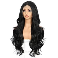 Sapphirewigs fekete csipke előhúzású szintetikus paróka hullám 33x10cm - 1B Black 4