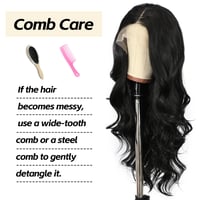 Sapphirewigs fekete csipke előhúzású szintetikus paróka hullám 33x10cm - 1B Black 8