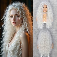 Sapphirewigs kovrčava čipkasta prednja perika za žene, 66 cm - siva 2