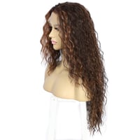 Sapphirewigs Göndör Csipke Paróka - Csokoládébarna Szintetikus Női Paróka Hőálló Anyagból, 66 cm Hosszú, Napi és Alkalmi Viseletre 5