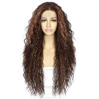 Sapphirewigs Göndör Csipke Paróka - Csokoládébarna Szintetikus Női Paróka Hőálló Anyagból, 66 cm Hosszú, Napi és Alkalmi Viseletre 1