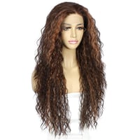 Sapphirewigs Göndör Csipke Paróka - Csokoládébarna Szintetikus Női Paróka Hőálló Anyagból, 66 cm Hosszú, Napi és Alkalmi Viseletre 3