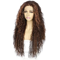 Sapphirewigs Göndör Csipke Paróka - Csokoládébarna Szintetikus Női Paróka Hőálló Anyagból, 66 cm Hosszú, Napi és Alkalmi Viseletre 4