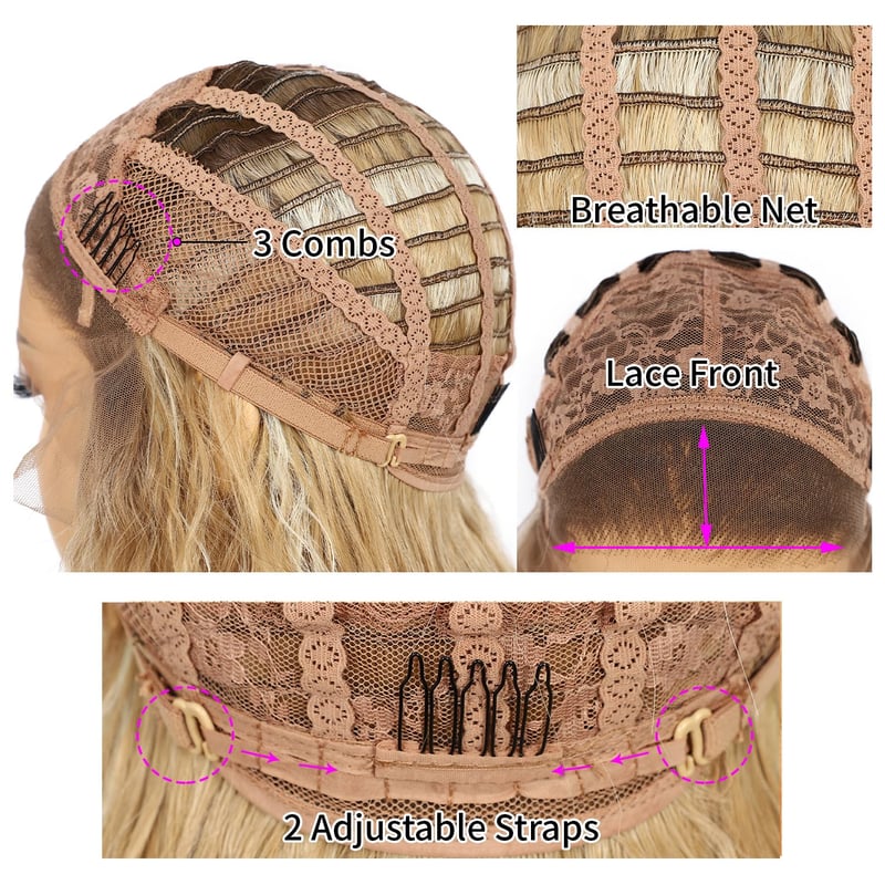 Sapphirewigs Göndör Parókák Nőknek - Ombre Szőke Csipke Elöl Paróka 13x3cm, Hőálló Szintetikus Haj 66cm, 150% Sűrűség, Napi Viseletre