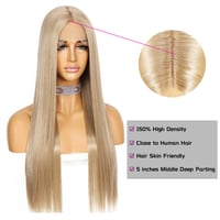 Sapphirewigs Egyenes szintetikus paróka csipke fronttal, 26 inch - hamvas szőke 4
