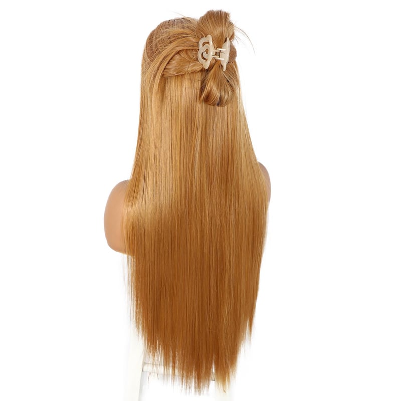 Sapphirewigs Hosszú Egyenes Paróka - Sárgásbarna, 66 cm, Hőálló Szintetikus Haj, 13x6 Csipke Előrész, 150% Dússág, Partikra és Hétköznapi Vi