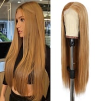 Sapphirewigs Hosszú Egyenes Paróka - Sárgásbarna, 66 cm, Hőálló Szintetikus Haj, 13x6 Csipke Előrész, 150% Dússág, Partikra és Hétköznapi Vi 1