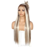 Sapphirewigs Hosszú Egyenes Szőke Paróka Melírozott - 13x6 Csipke Első Műhaj, 66 cm, Hőálló, 150% Dússág, Napi és Alkalmi Viseletre 4