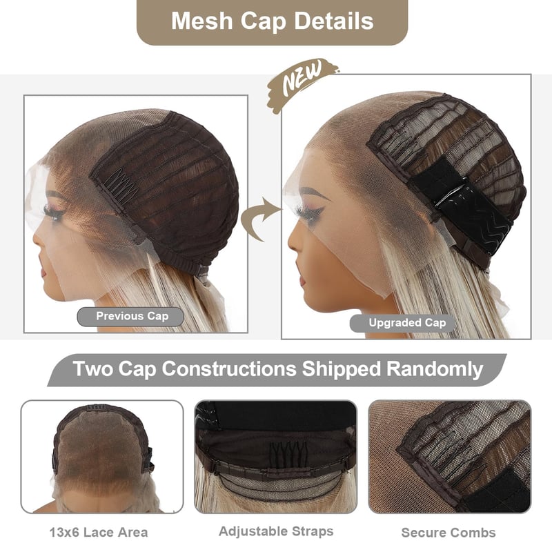 Sapphirewigs Hosszú Egyenes Szőke Paróka Melírozott - 13x6 Csipke Első Műhaj, 66 cm, Hőálló, 150% Dússág, Napi és Alkalmi Viseletre