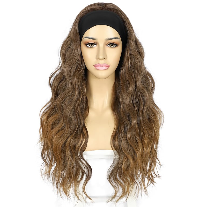Sapphirewigs Ombre Barna Fejpántos Paróka - 66 cm Hullámos Műhaj, Ragasztómentes, 150% Sűrűség, Mindennapi Viseletre és Cosplayhez