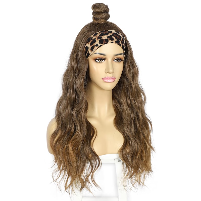 Sapphirewigs Ombre Barna Fejpántos Paróka - 66 cm Hullámos Műhaj, Ragasztómentes, 150% Sűrűség, Mindennapi Viseletre és Cosplayhez