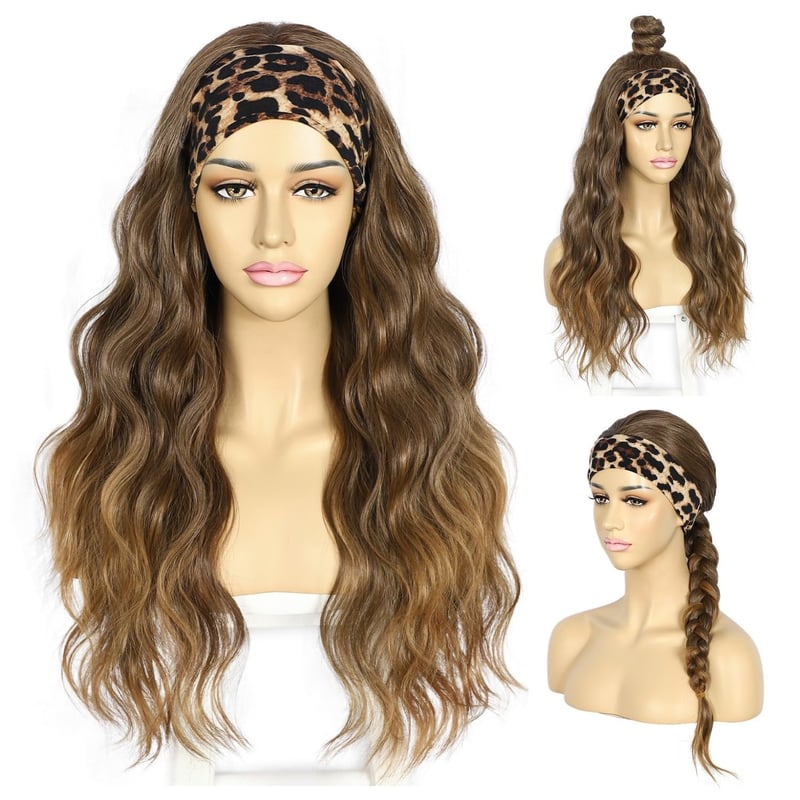 Sapphirewigs Ombre Barna Fejpántos Paróka - 66 cm Hullámos Műhaj, Ragasztómentes, 150% Sűrűség, Mindennapi Viseletre és Cosplayhez
