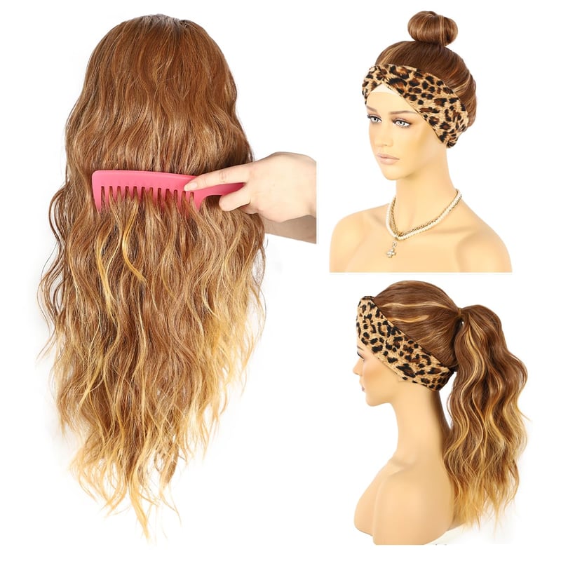 Sapphirewigs Ombre Barna Hullámos Fejpántos Paróka - 66 cm Hosszú, Ragasztómentes Műhaj 150% Sűrűséggel, Napi Viseletre és Cosplayhez