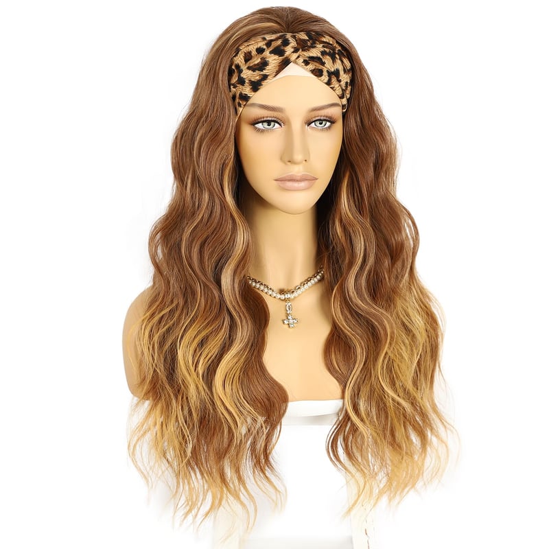 Sapphirewigs Ombre Barna Hullámos Fejpántos Paróka - 66 cm Hosszú, Ragasztómentes Műhaj 150% Sűrűséggel, Napi Viseletre és Cosplayhez