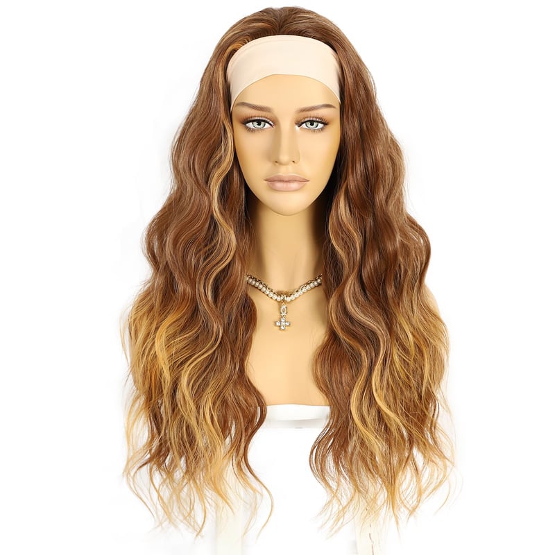 Sapphirewigs Ombre Barna Hullámos Fejpántos Paróka - 66 cm Hosszú, Ragasztómentes Műhaj 150% Sűrűséggel, Napi Viseletre és Cosplayhez