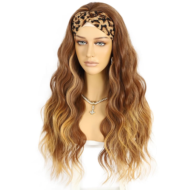 Sapphirewigs Ombre Barna Hullámos Fejpántos Paróka - 66 cm Hosszú, Ragasztómentes Műhaj 150% Sűrűséggel, Napi Viseletre és Cosplayhez