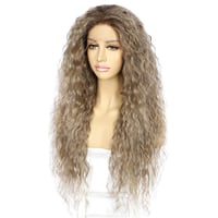 Perucă sintetică ondulată Sapphirewigs, ombré maro, pentru femei, blond, rezistentă la căldură, 66 cm 4