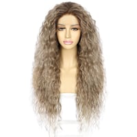 Perucă sintetică ondulată Sapphirewigs, ombré maro, pentru femei, blond, rezistentă la căldură, 66 cm 2