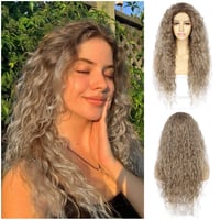 Perucă sintetică ondulată Sapphirewigs, ombré maro, pentru femei, blond, rezistentă la căldură, 66 cm 1