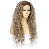 Perucă sintetică ondulată Sapphirewigs, ombré maro, pentru femei, blond, rezistentă la căldură, 66 cm 5