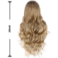 Sapphirewigs Ombre Parókák - Világosbarna Hullámos Műhaj, 66 cm, Balayage Hatású Csipke Első Paróka, 150% Sűrűség, Természetes Megjelenés 2