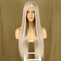 Sapphirewigs Ombre Szőke Hosszú Egyenes Paróka - Csipke Elülső, Japán Szintetikus Haj, Hőálló, 66 cm, 150% Dússág 3
