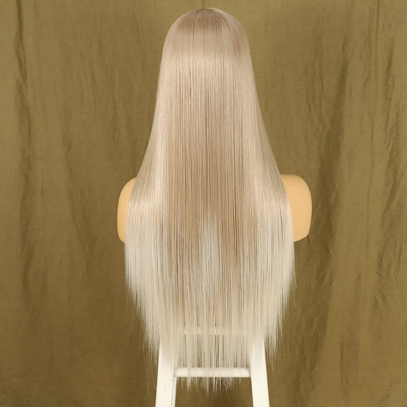 Sapphirewigs Ombre Szőke Hosszú Egyenes Paróka - Csipke Elülső, Japán Szintetikus Haj, Hőálló, 66 cm, 150% Dússág